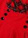 Robe rouge col en V à carreaux des années 1950