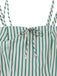 Robe verte et blanche à bretelles à col carré des années 1950