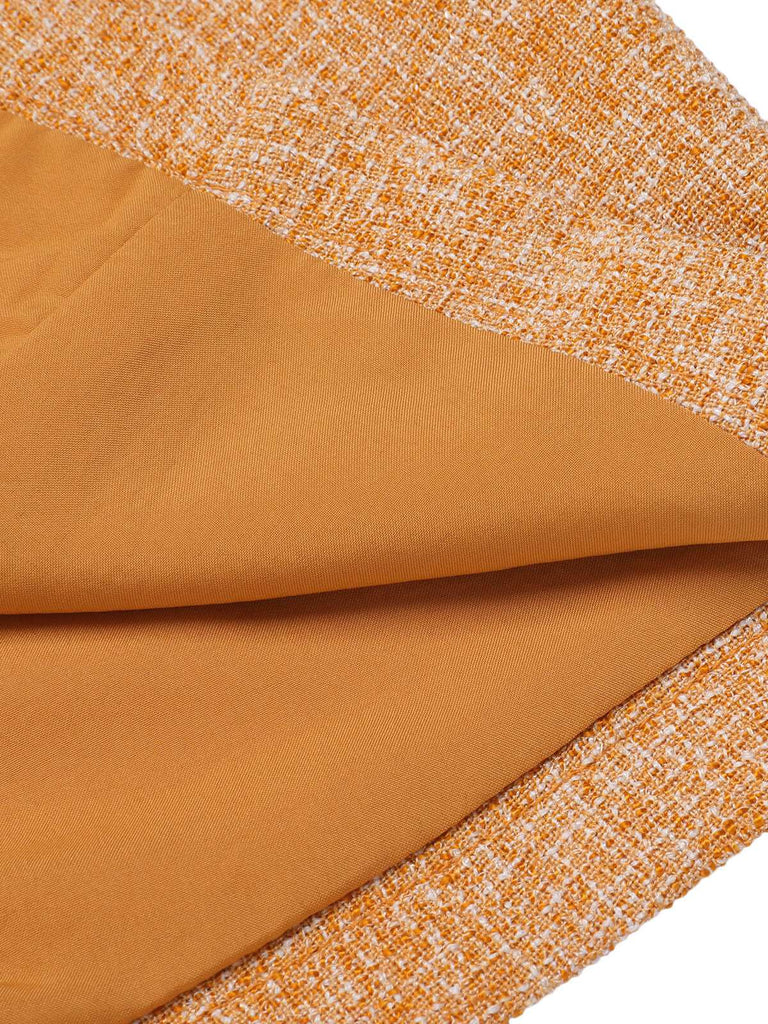 2PCS Chemisier orange des années 1960 et mini robe en tweed