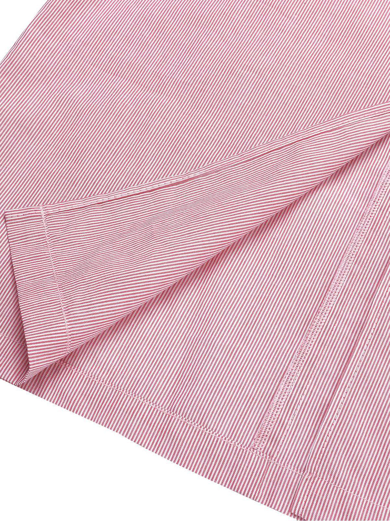 Robe fendue rose à rayures dos nu des années 1960