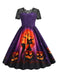 Robe violette en patchwork de dentelle de nuit d'Halloween des années 1950