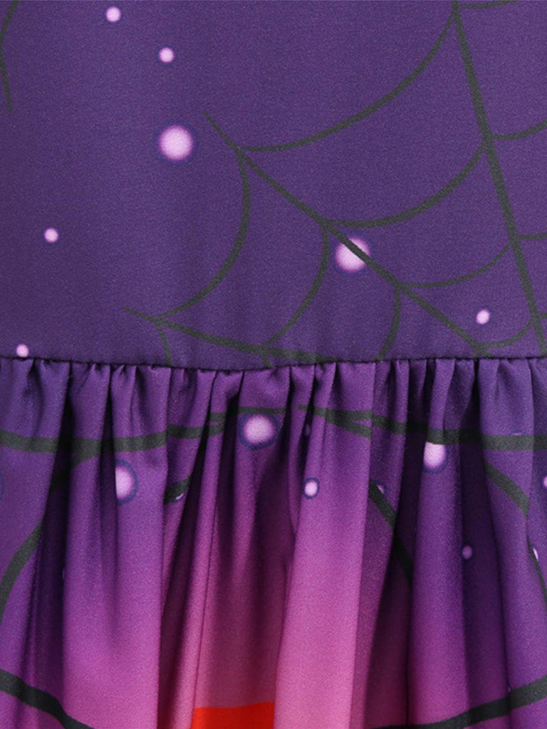 Robe violette en patchwork de dentelle de nuit d'Halloween des années 1950