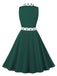 1950s Lapel Polka Dots Sleeveless Belted Dress