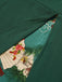 Robe à ceinture vert foncé florale de style chinois des années 1940