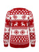 Pull tricoté rouge de Noël Flocons de neige et élan des années 40