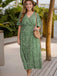 Robe verte grande taille à col en V Little Leaves des années 1950