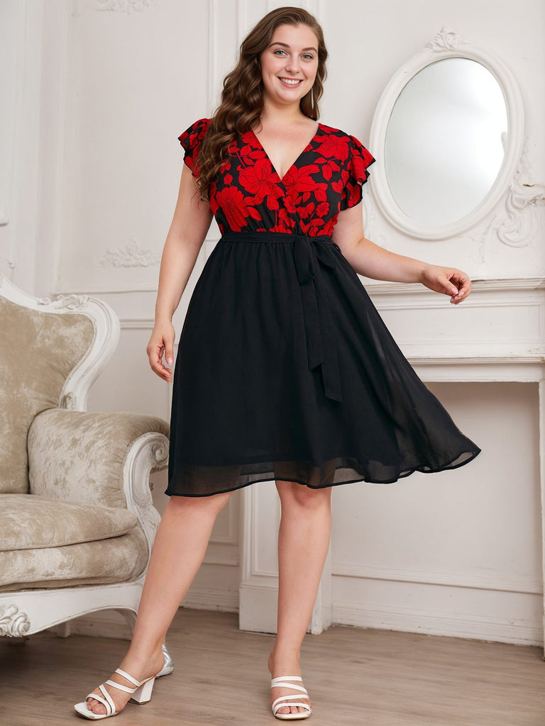 Robe noire 2025 à fleurs rouges