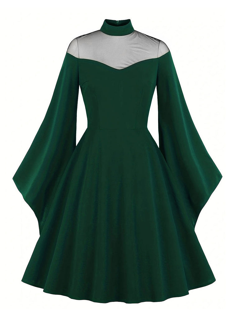 Robe trapèze à manches évasées d'Halloween des années 1950