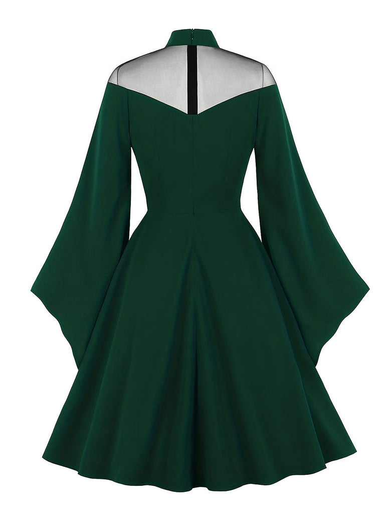 Robe trapèze à manches évasées d'Halloween des années 1950