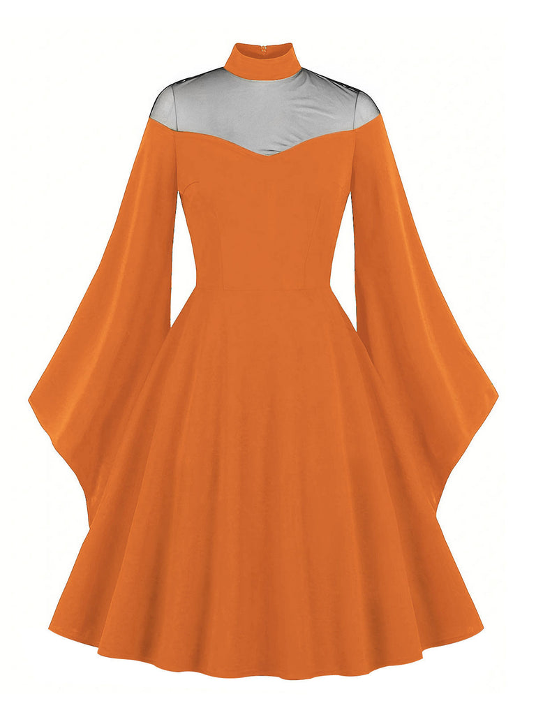 Robe trapèze à manches évasées d'Halloween des années 1950