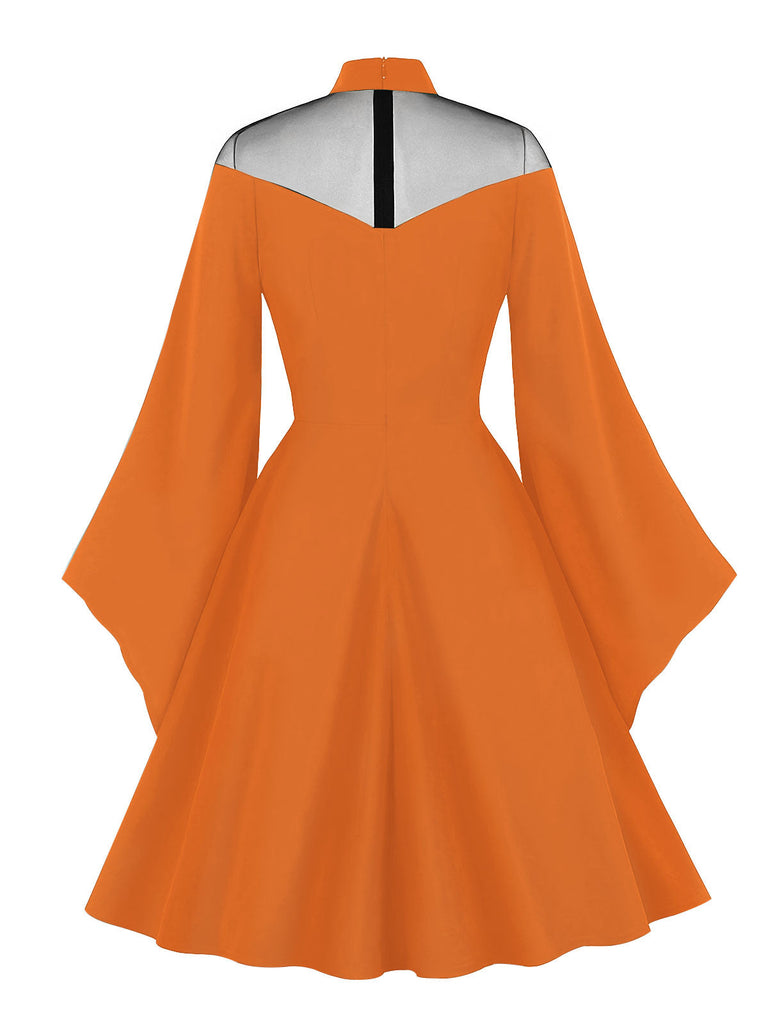 Robe trapèze à manches évasées d'Halloween des années 1950
