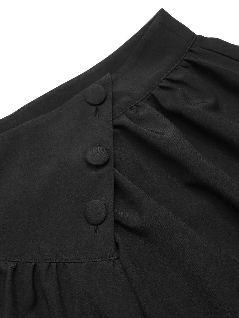 [Prévente] Jupe boutonnée unie noire des années 1950