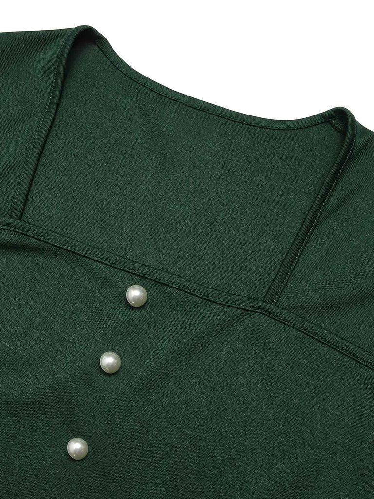 Robe à manches longues à carreaux de Noël des années 1950