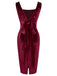 Robe à nœud en velours d'élan des années 1960 rouge vin