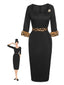 Robe portefeuille asymétrique léopard noire des années 1960 à ourlet brut