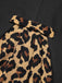 [Pré-vente] Robe portefeuille asymétrique léopard noire des années 1960 à ourlet brut
