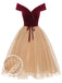 [Prévente] Robe bordeaux à pois en maille velours des années 1950