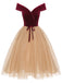 [Prévente] Robe bordeaux à pois en maille velours des années 1950