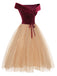[Prévente] Robe bordeaux à pois en maille velours des années 1950