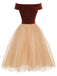 [Prévente] Robe bordeaux à pois en maille velours des années 1950
