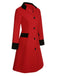 Manteau rouge et noir à poche boutonnée des années 1950
