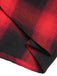Robe noire et rouge à revers boutonné à carreaux vichy des années 1950