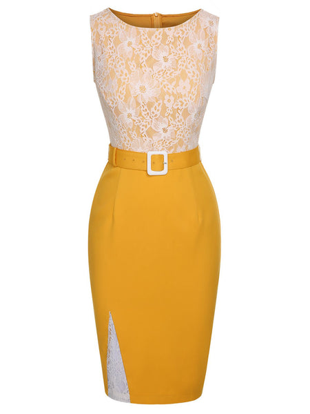 Robe Jaune En Dentelle Next - Neuve Avec étiquette - Taille UK 14/EUR 42 - Longueur Genoux