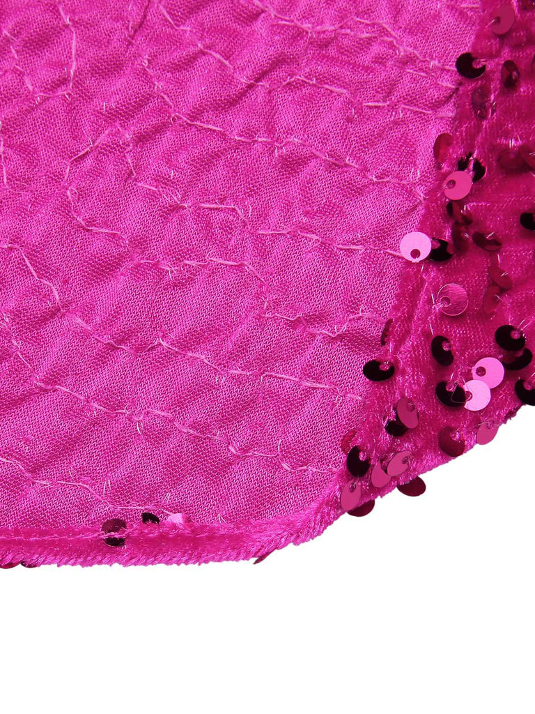 Robe rose à une épaule en forme de canne à sucre des années 1960