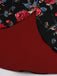 Robe patchwork à bretelles roses rouge profond des années 1950