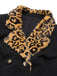Manteau noir à poche à revers léopard des années 1950