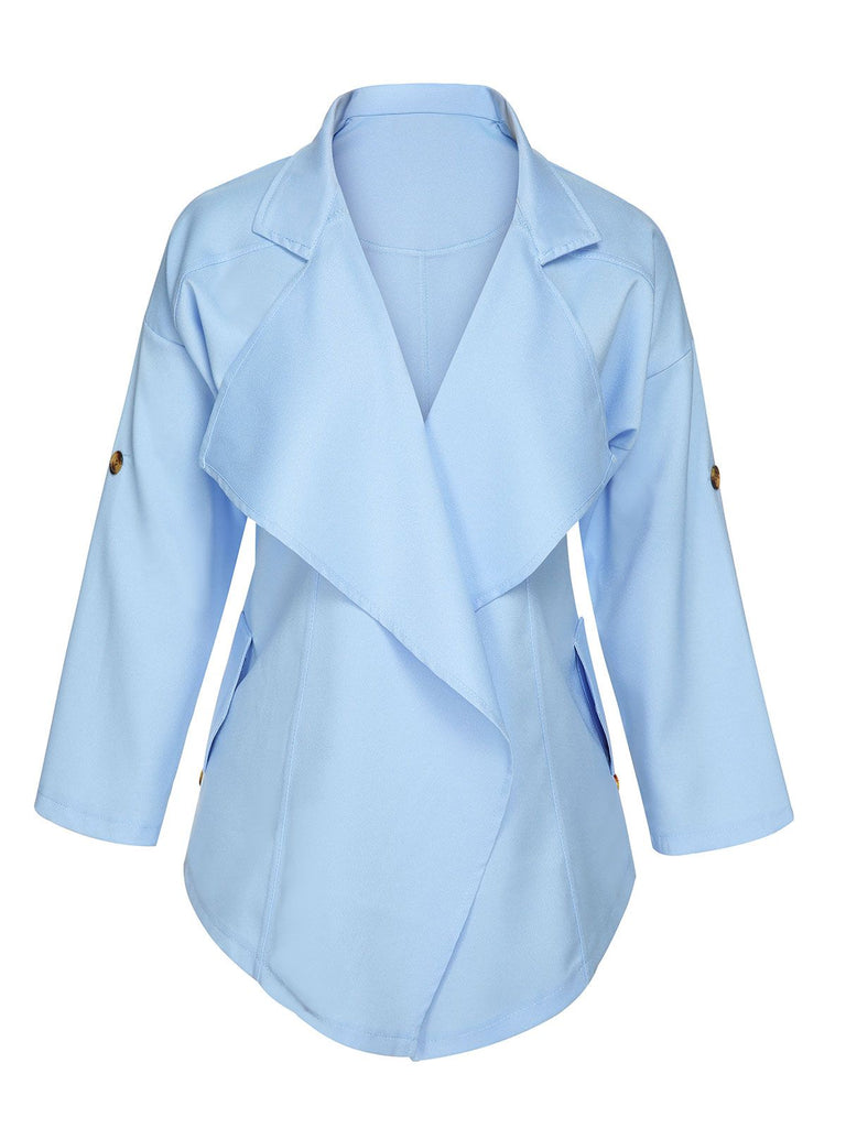 Veste à col de costume irrégulier bleu clair des années 1950