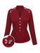 Blouse papillons à col montant rouge des années 1940