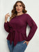 Top violet grande taille à nouer et poignets élastiques des années 1950