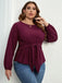 Top violet grande taille à nouer et poignets élastiques des années 1950
