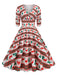 Robe de Noël col V à manches mi-longues des années 1950