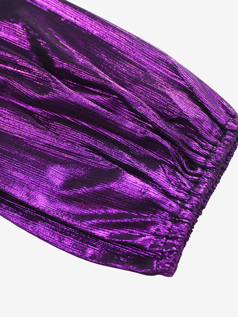 Robe droite brillante à col en V des années 1940
