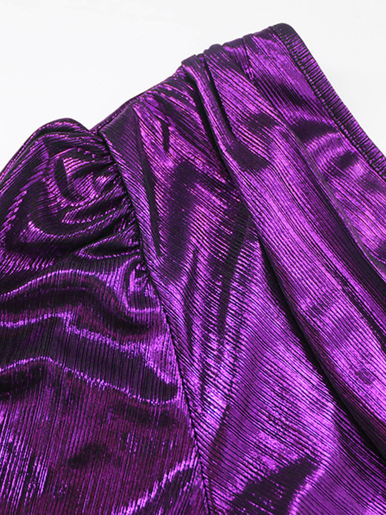 Robe droite brillante à col en V des années 1940