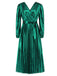 Robe droite brillante à col en V des années 1940