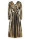 Robe droite brillante à col en V des années 1940