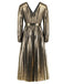 Robe droite brillante à col en V des années 1940
