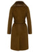 Manteau ceinturé à col en fourrure marron des années 1940