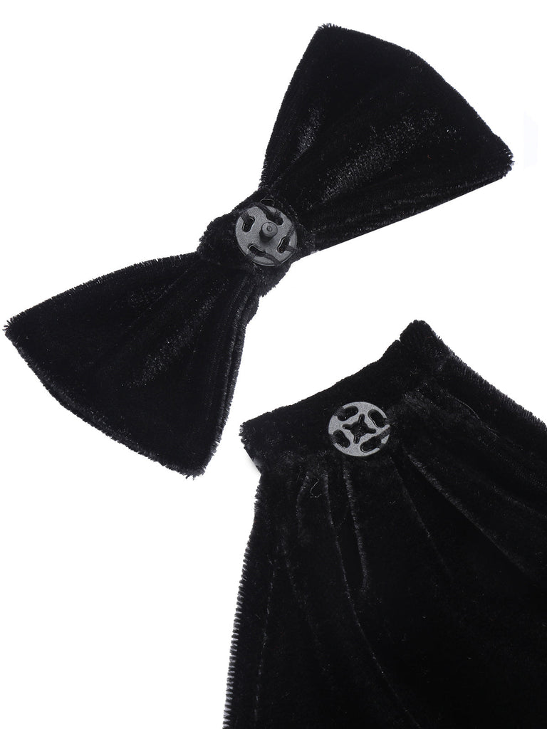 Robe noire à nœud en velours massif des années 1960
