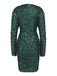 Robe crayon verte à paillettes et col en V des années 1960