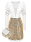 Robe enveloppe à paillettes à filet en V 1960