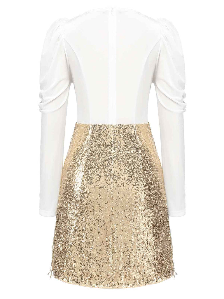 Robe enveloppe à paillettes à filet en V 1960