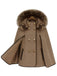 Manteau châle à capuche et col en fourrure détachable marron des années 1940