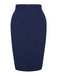 Jupe crayon bleue fendue au dos uni des années 1960