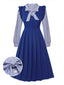 2PCS chemisier bleu à rayures et robe à volants des années 1950