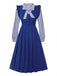 2PCS chemisier bleu à rayures et robe à volants des années 1950