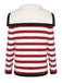 Cardigan à col rond rayé rouge des années 40